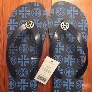 NWT Tory Burch Navy Sea Flip Flops Size 9